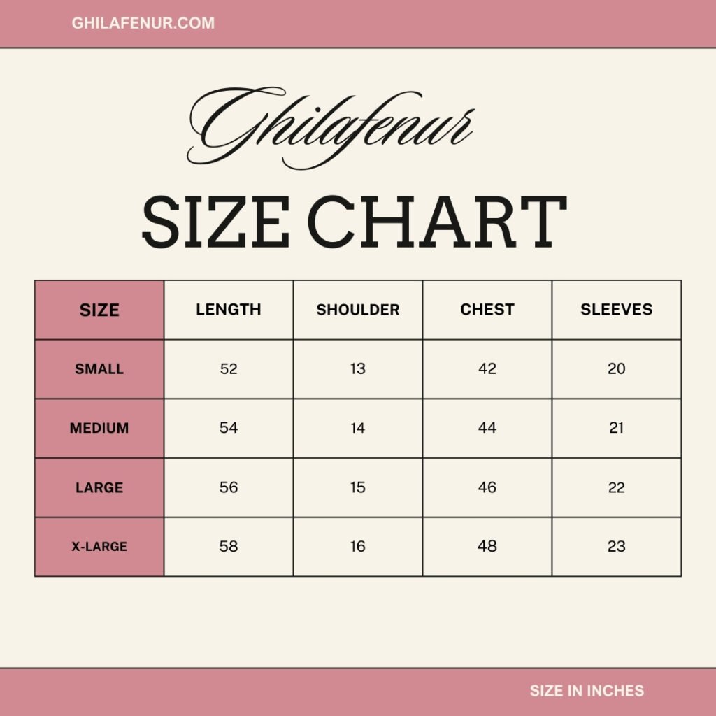 Ghilafenur Size Chart